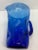 Glass Mid-Century West Virginia Bischoff Glass Company Cobalt Blue Crackle Glass Pitcher For Sale - Image 7 of 12