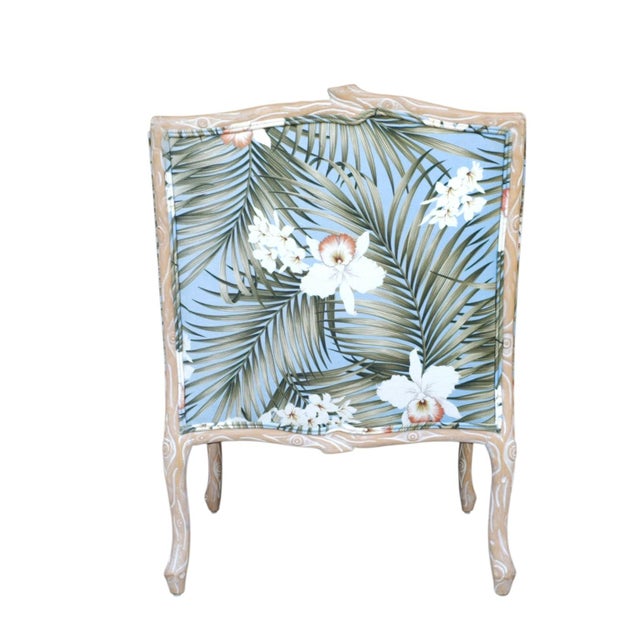 Late 20th Century–Early 21st Century Branch-Form Carved Wood Bergère Armchair With Tropical Upholstery For Sale In New York - Image 6 of 7