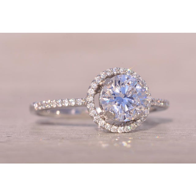 Silver The Champ: Halo Set Natural Diamond Engagement Ring in White Gold For Sale - Image 8 of 11