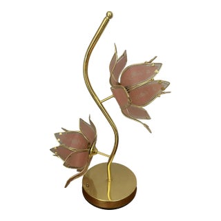 Vintage 1980s Post Modern Two Petal Lotus Regency Lamp For Sale