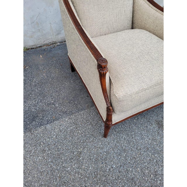 Antique 1920s Italian Beechwood Living Room Chair, Hand-Carved & Upholstered For Sale - Image 9 of 10