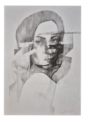 Rafal Kolinski, Faces, Portrait, 2026, Ink Drawing on Paper