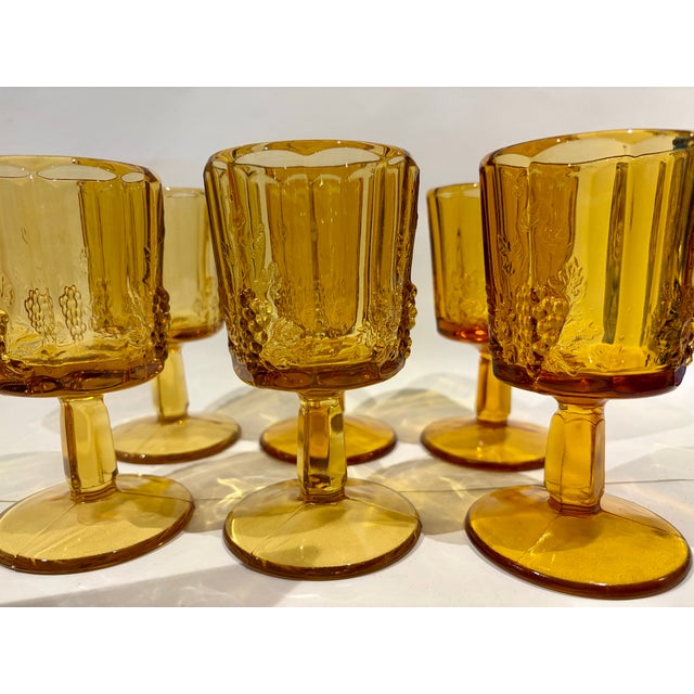 Glass Vintage Westmoreland Golden Sunset Amber Goblets MCM - Set of 6 For Sale - Image 7 of 7