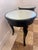 Pair of Vintage Black Lacquer Round Side Tables With Beveled Mirrored Tops, Ralph Lauren Mayfair Style For Sale In West Palm - Image 6 of 12