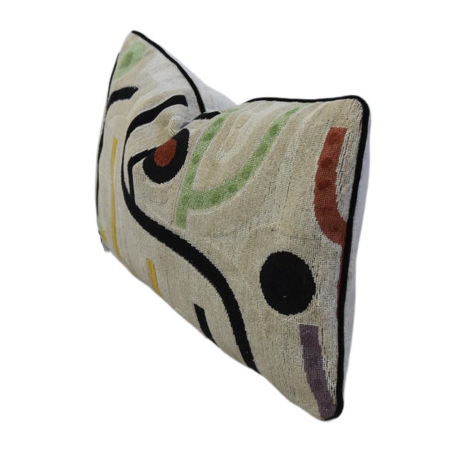 Mid-Century Modern Clarence House Velours Klee Beige Modern Geometric Feather/Down Pillow For Sale - Image 3 of 6