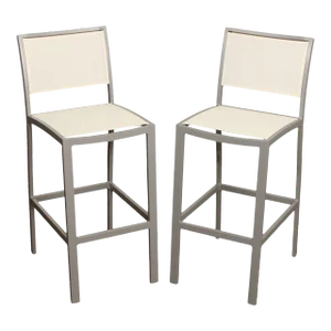 Janus et Cie. Contemporary Pair of 'Duo' Aluminum Mesh Barstools