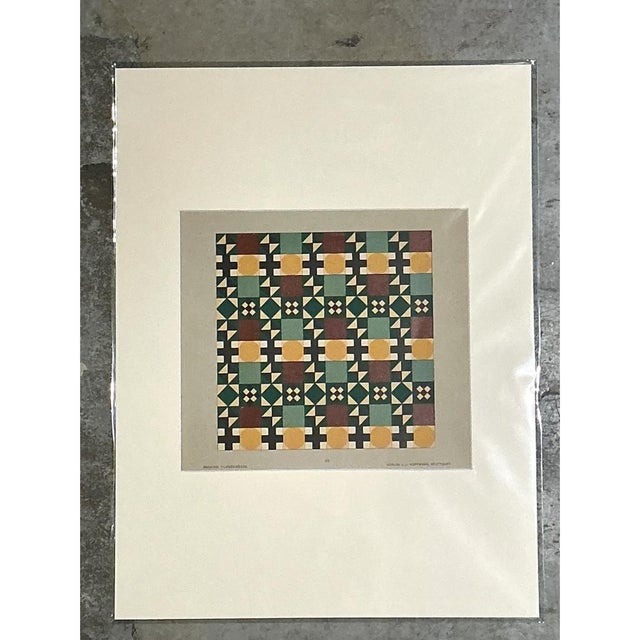 Vintage Geometric Tile Pattern Serigraph For Sale In West Palm - Image 6 of 12