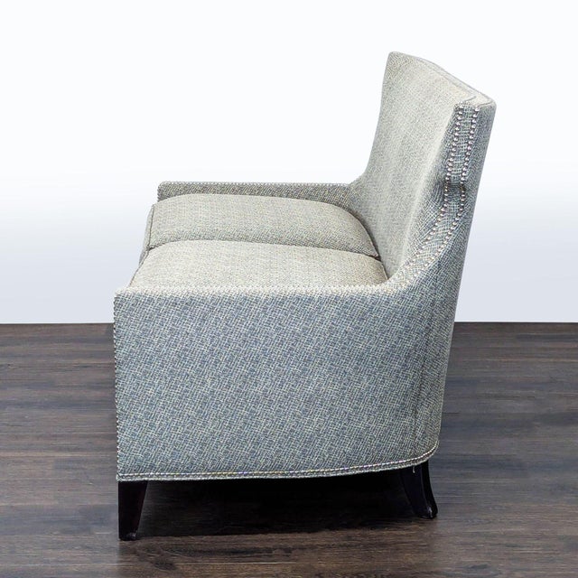 Modern Thomasville Modern Grey Upholstered Loveseat With Nailhead Trim For Sale - Image 3 of 10