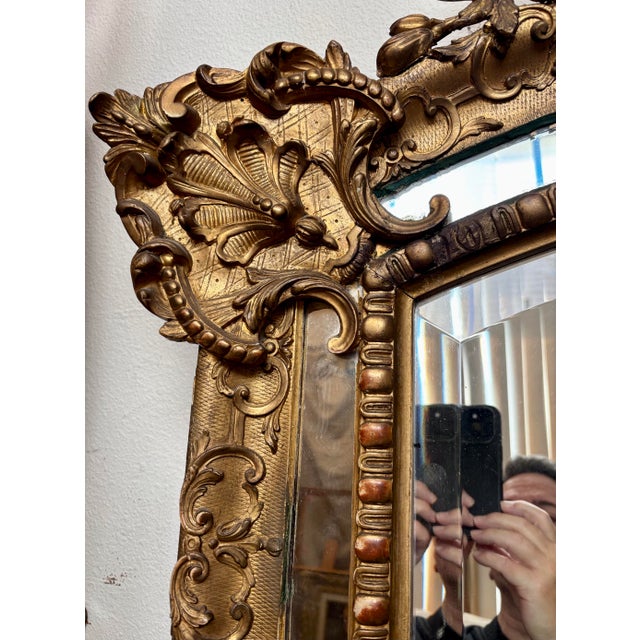 Wood Large Scale 19th Century French Regence Style Mirror For Sale - Image 7 of 9