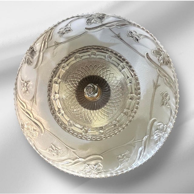 1930s Art Nouvau Glass and Porcelain Chandelier For Sale - Image 12 of 12