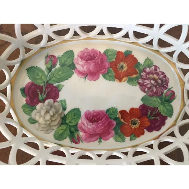 Antique 18th Century German Furstenberg Porcelain Reticulated Fruit Bowl Painted with Flower Garland For Sale - Image 10 of 13