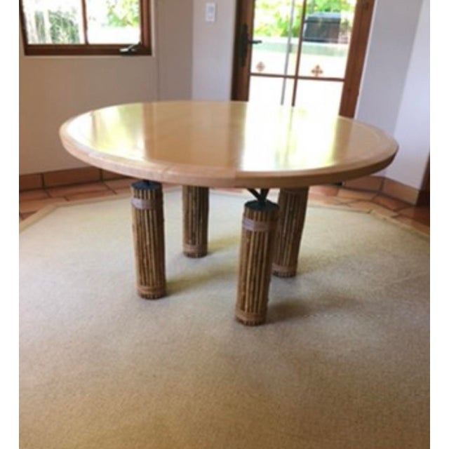 Late 20th Century Transitional McGuire Round Dining Room Table For Sale - Image 5 of 6
