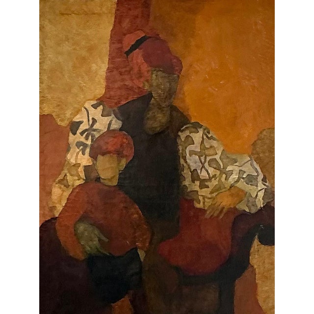 Orange Vintage Abstract Figurative Painting For Sale - Image 8 of 14