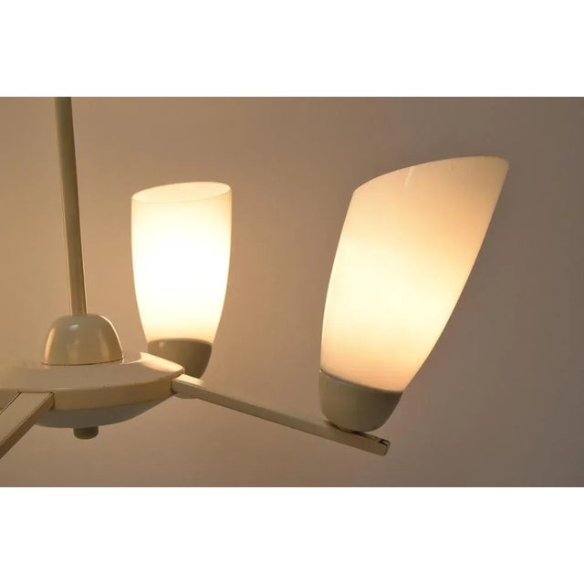 Mid-Century White Chandelier, 1970s For Sale - Image 4 of 8