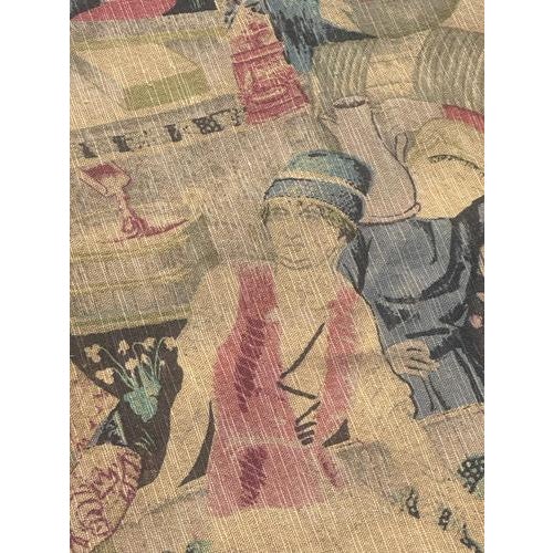 Brown Vintage French Screen Printed by Hand Tapestry Vendanges, 1970s For Sale - Image 8 of 18