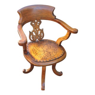 Victorian Walnut Swivel Armchair, England, Late 19th Century For Sale