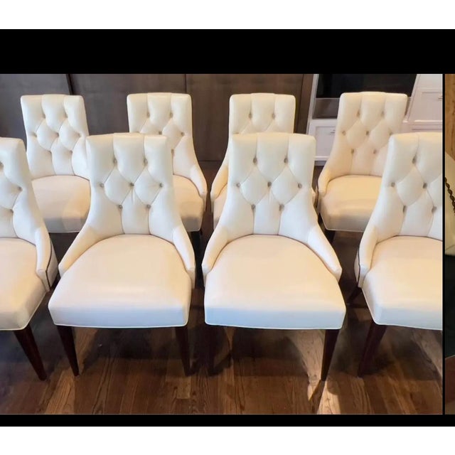 Ritz Dining Chair : W 23in D 22.5in H 36in Gorgeous set of Baker Dining Chairs covered in a sumptuous cream colored...