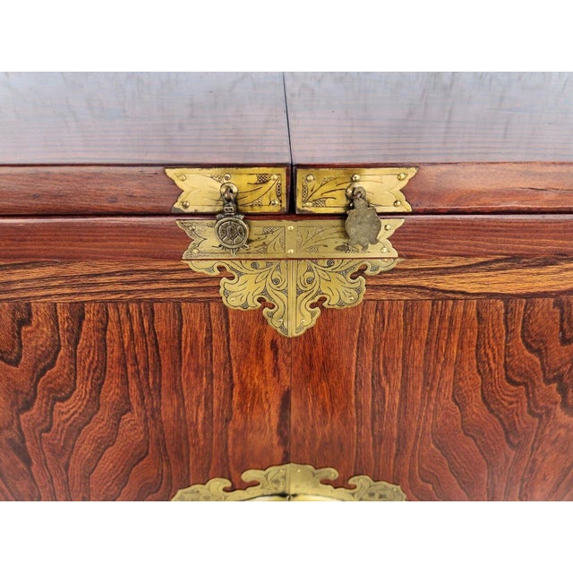 Asian Dry Bar Fold Out Chinoiserie Rosewood Rolling For Sale - Image 10 of 10