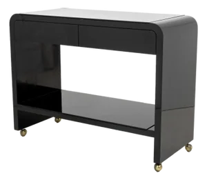Modern Black Lacquered Waterfall Bar Cart