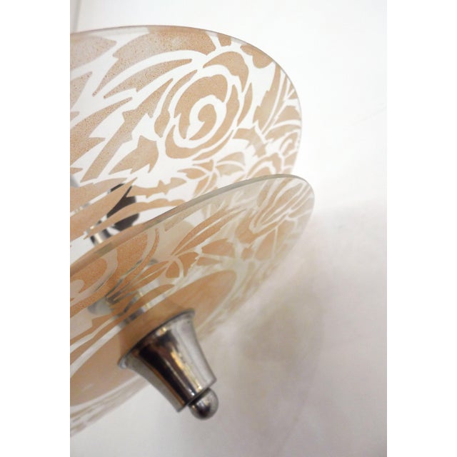 Art Deco Chandelier with Discs Decorated with Stylized Roses in Pink Granite, 1940s For Sale - Image 4 of 13