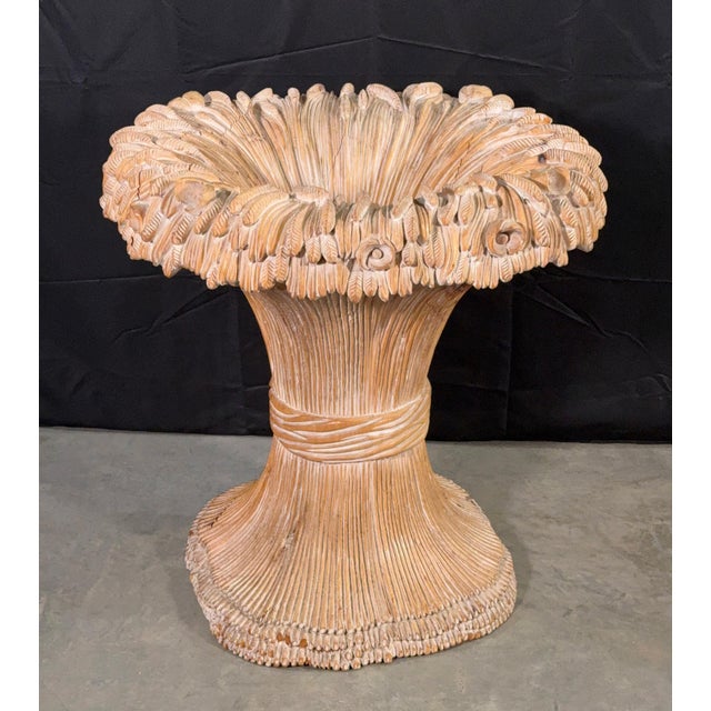 Carved Wood Wheat Sheaf Dining Table Base by Chelini of Florence Italy, 1970s For Sale - Image 4 of 12