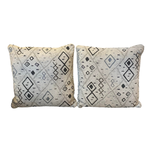 Modern Neutral Geometric Tribal Design Woven Throw Pillows-Set of Two