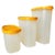 Vintage Oval Storage Jars in Ochre Yellow Orange from Tupperware, 1980s, Set of 3 For Sale - Image 3 of 10