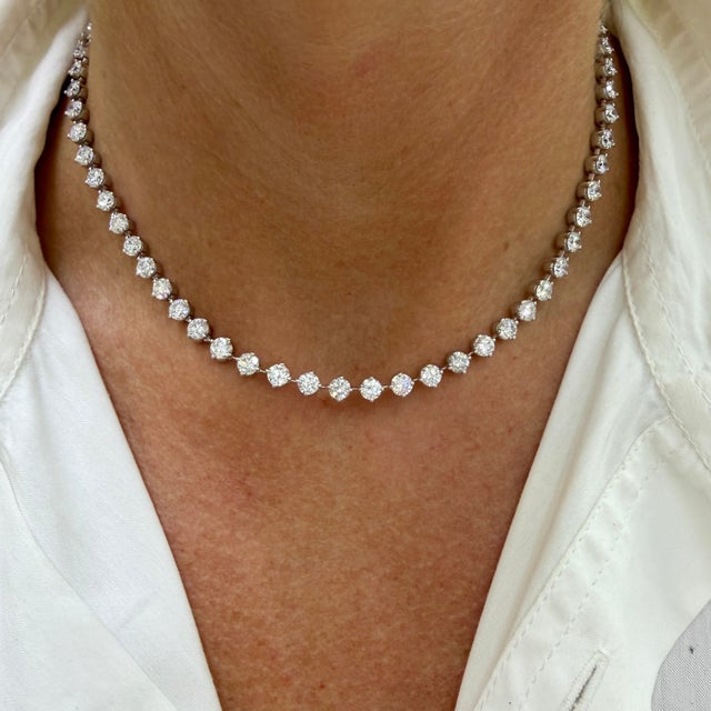 Silver 950 Platinum CTW Lab Grown Diamond Pin Hinge Link Tennis Chain Necklace For Sale - Image 8 of 8