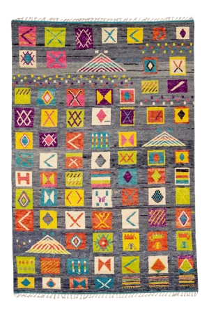 Modern Moroccan Style Handmade Allover Pattern Multicolor Boho Wool Rug