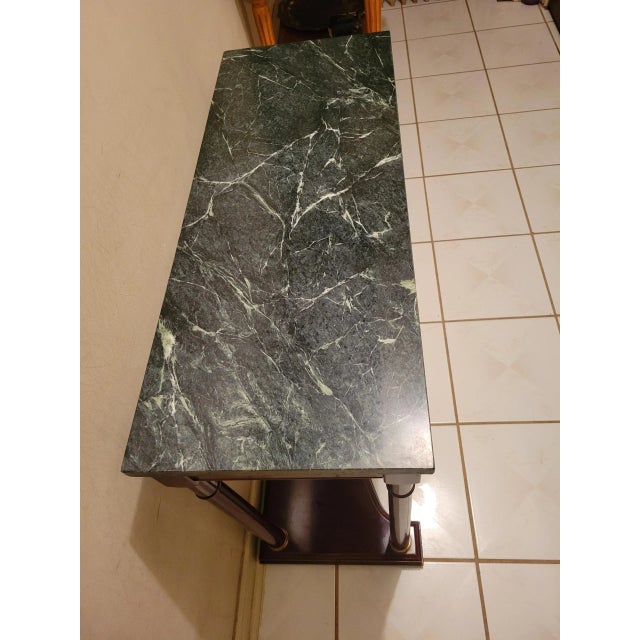 Late 20th Century Bombay Co. Neoclassical Empire Style Mahogany & Marble Top Console Table For Sale - Image 4 of 11