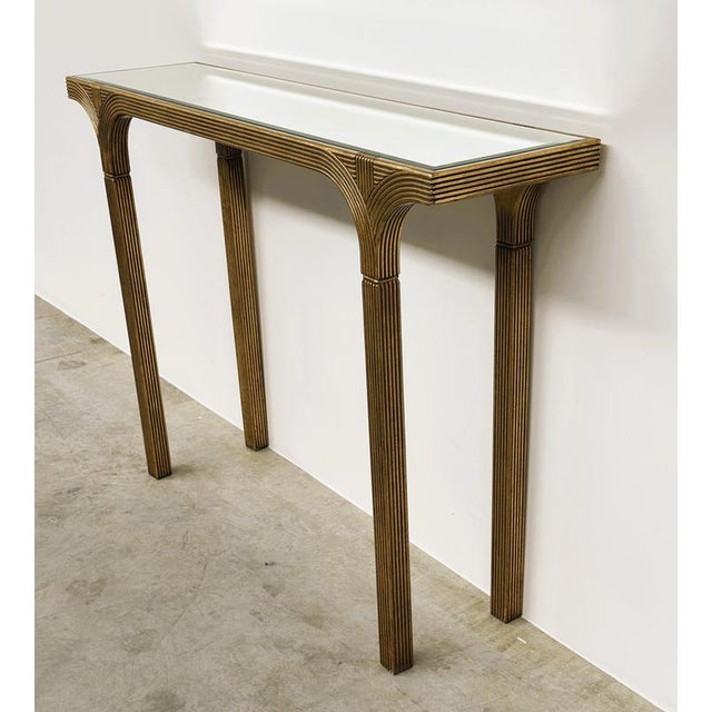Vintage Gilt Console Table with Beveled Mirror Top from Deknudt, Belgium, 1980s For Sale - Image 4 of 14