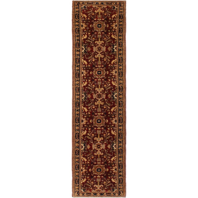 Shabby Chic Ziegler 1990's Red/Blue Wool Runner Rug- 2'8'' X 13'4'' For Sale - Image 10 of 10