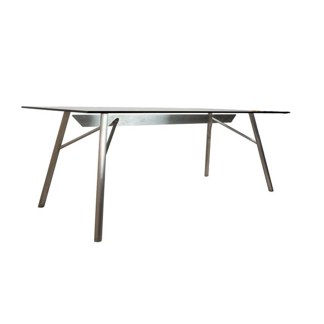 Glass and Silver Metal Dining Table from Rolf Benz For Sale - Image 5 of 11