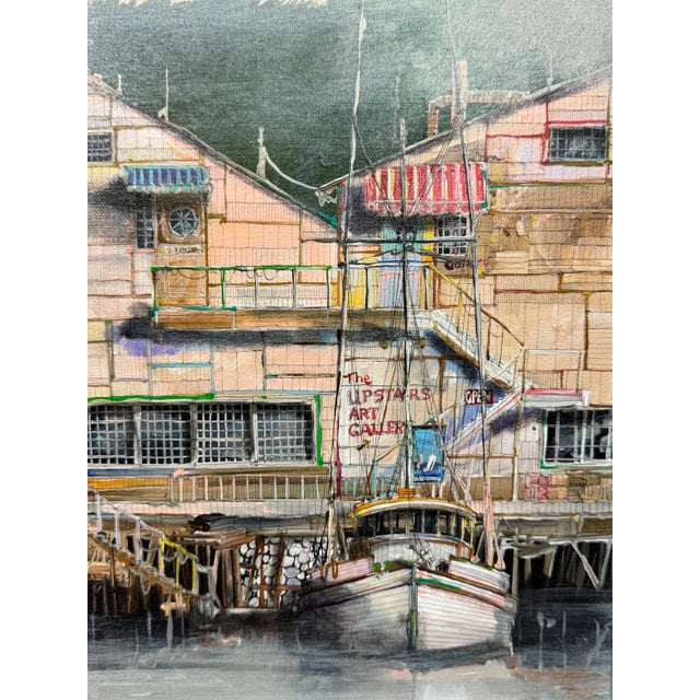 American Patricia Sedlak California Wharf Painting, 1984 For Sale - Image 3 of 5