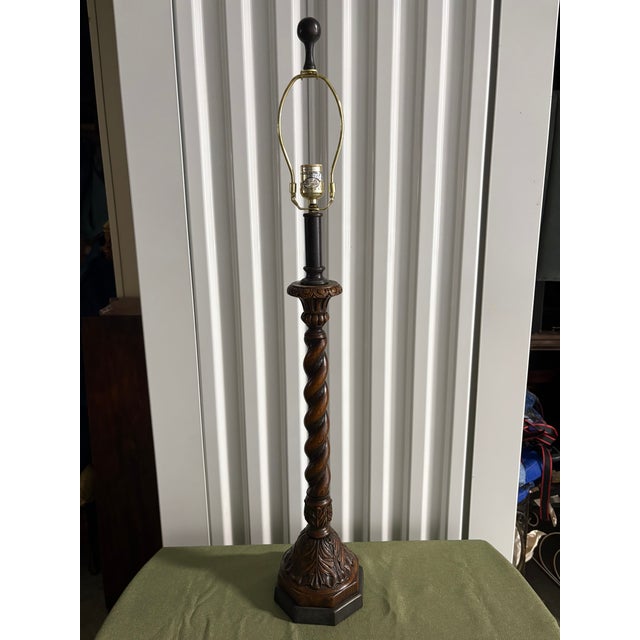 Late 20th Century Barley Twist Wood Lamp, 20th Century For Sale - Image 5 of 6
