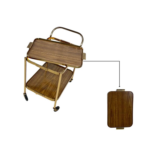 Mid-Century Modern Hostess 1960s Vintage Retro Style Bar Cart For Sale - Image 3 of 6