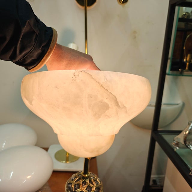 Pair of Art Deco Inspired Alabaster Sconces For Sale - Image 13 of 13