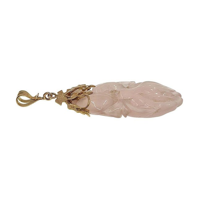 Contemporary Large Carved Rose Quartz Pendant For Sale - Image 3 of 4
