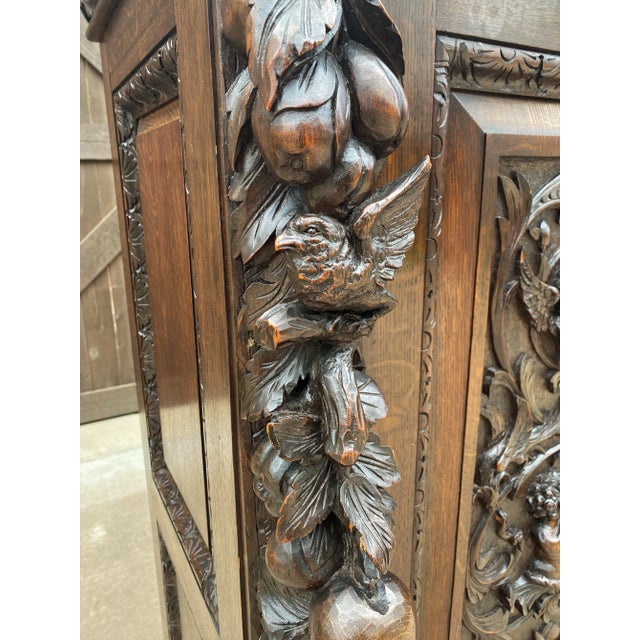 Antique English Cabinet Chest Wardrobe Gothic Revival Oak Monkeys Rare C.1880s For Sale - Image 10 of 13