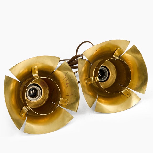 1960s Vintage Swedish Brass Hanging Lamps by Lars Holmström, 1960s, Set of 2 For Sale - Image 5 of 6