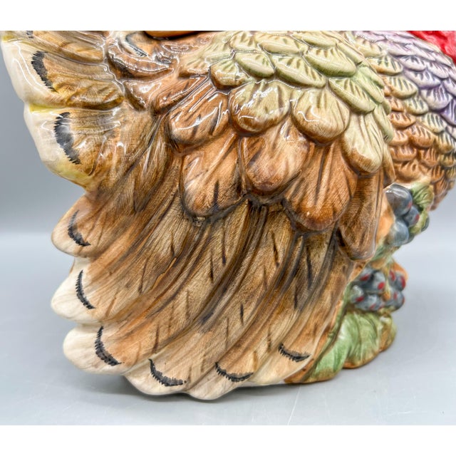Vintage Ceramic Turkey Cookie Jar With Berry Detail – Thanksgiving / Fall / Country Cottage For Sale - Image 10 of 15