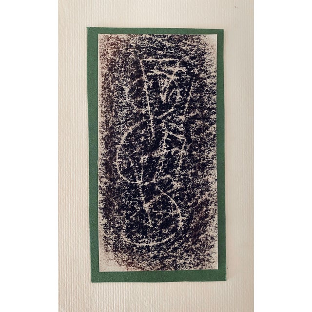 Abstract Artwork (drawing or rubbing) laid on a New Years card. Provenance: Virginia Field, Arts administrator; New York,...