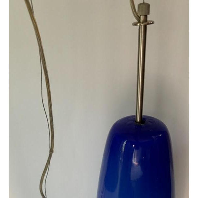 Blue Mid 20th Century Murano Glass Sigaro Blue Pendant Design by Massimo Vignelli by Venini 1956 For Sale - Image 8 of 10