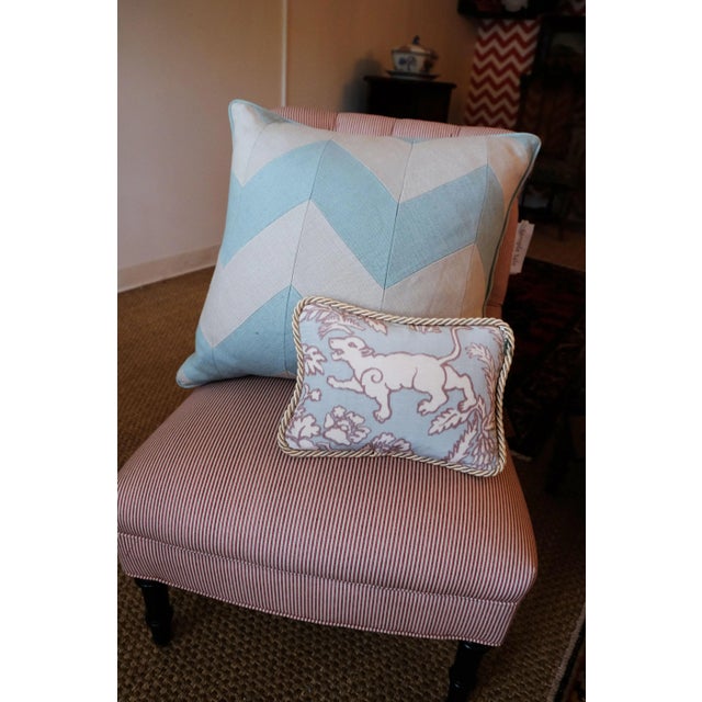 2000 - 2009 Blue & Ivory Chevron Pillow For Sale - Image 5 of 5