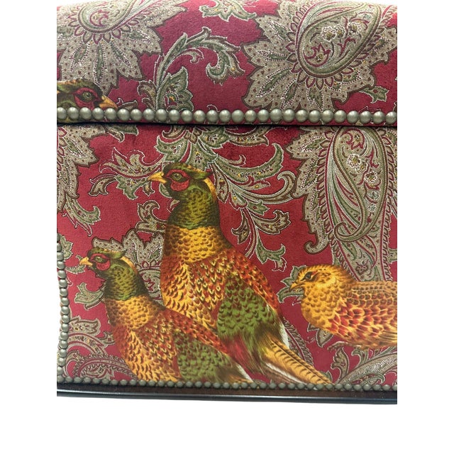 Wood Late 20th Century Ralph Lauren 'Florence' Ottoman in Buckthorn Paisley Fabric With Nailhead Trim For Sale - Image 7 of 13