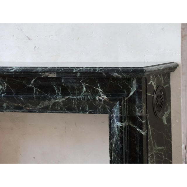 Antique French Deep Green Fireplace with Black Marble For Sale - Image 4 of 11