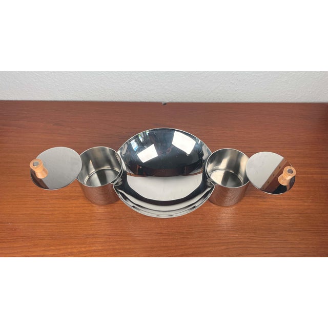 Postmodern Postmodern German Cycla Design Series Stainless Steel Bowl with Lids by Peter Maly for Wilkens, 1980s For Sale - Image 3 of 14