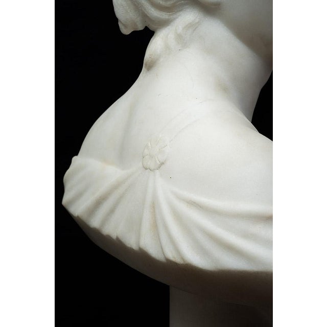 Antique 19th Century Neo-Classical Sculpture in White Statuary Marble Depicting Diana the Huntress, France For Sale - Image 4 of 7