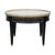 Elegant French Louis XVI style bouillotte coffee table, featuring a finely veined Carrara marble top framed by a delicate...