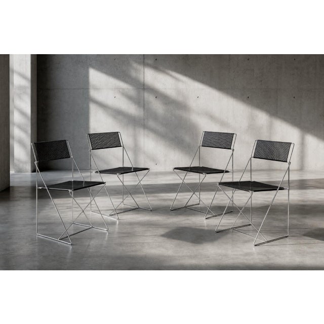 Metal Vintage Minimalist Metal X-Line Chairs by Niels Jørgen Haugesen for Hybodan, 1970s, Set of 4 For Sale - Image 7 of 18